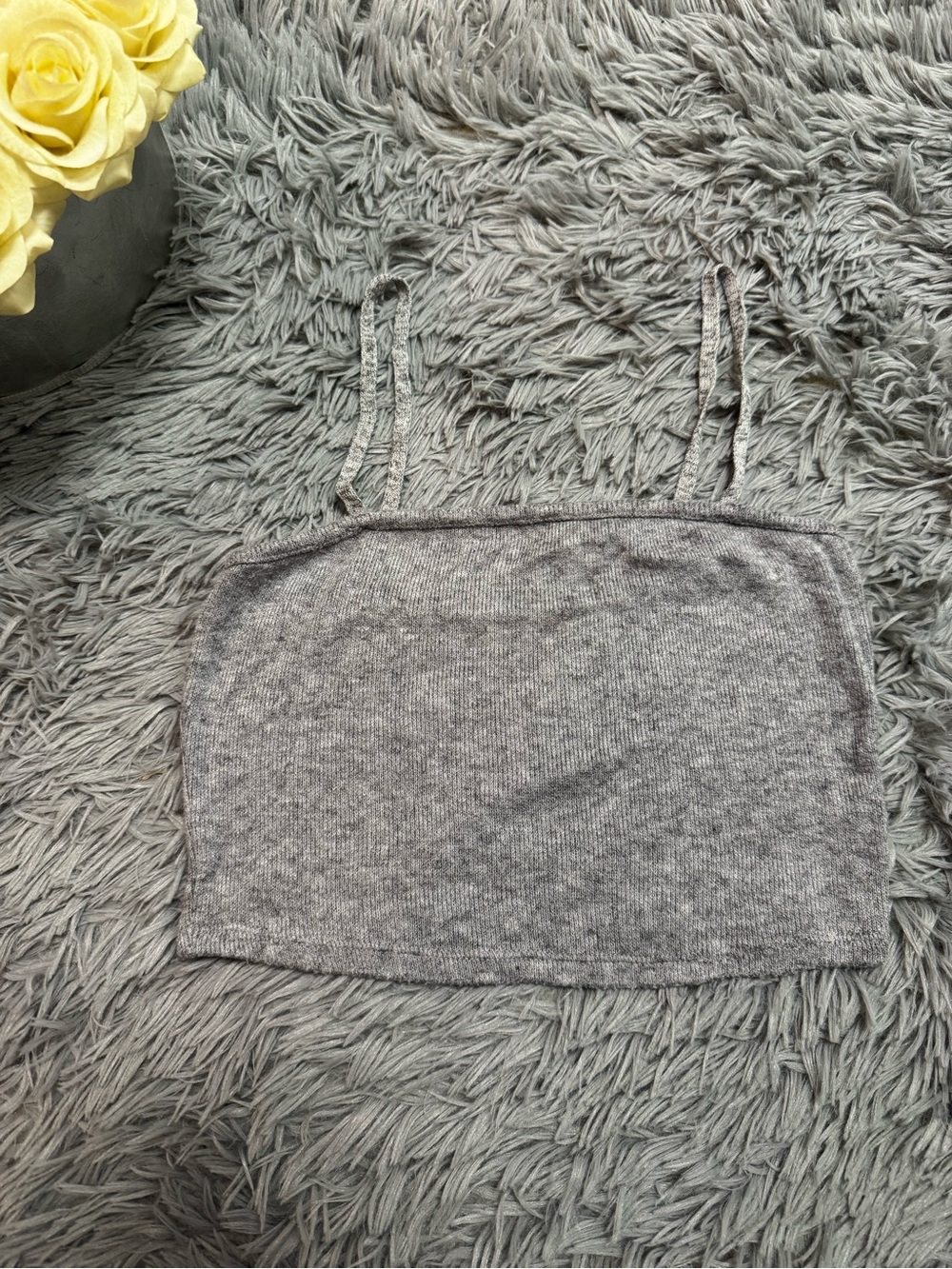 Gray Knit Cropped Cami Top - Women